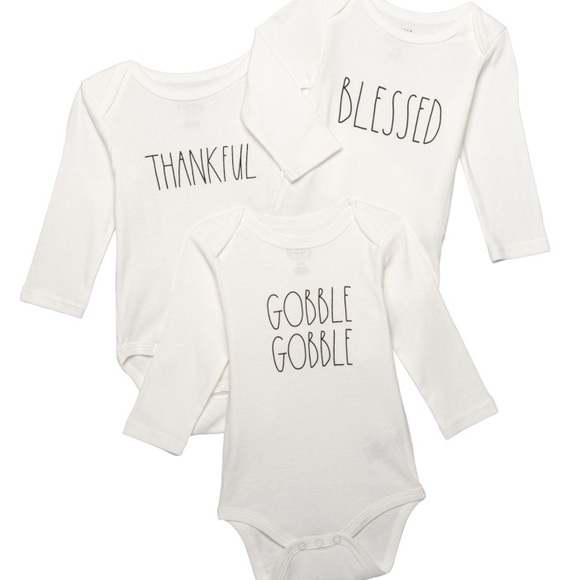 🎃Rae Dunn Gobble Gobble, Thankful, Blessed Baby Bodysuits - Picture 3 of 9